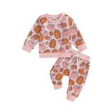 Meihuid Cute Halloween Costume for Babies: Pumpkin Sweatshirt and Pants Set