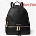 Michael Kors Bags | New! Michael Kors Rhea Backpack Purse | Color: Black/Gold | Size: 11.5 X 10 X 4.5