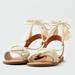 American Eagle Outfitters Shoes | New Aeo Boho Macrame Laceup Sandal Size 8 | Color: Cream/Tan | Size: 8