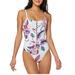 Jessica Simpson Swim | New Jessica S Floral Straight Neck One Piece Swim | Color: Purple/White | Size: M