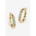 Women's .18 Tcw Cz Cabochon Cut Genuine Green Jade 18K Yellow Gold-Plated Hoop Earrings by PalmBeach Jewelry in Green