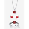 Women's 3-Piece Birthstone .925 Silver Necklace, Earring And Ring Set 18" by PalmBeach Jewelry in July (Size 6)