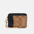 Coach Bags | Coach Zip Card Case/Gold Chain | Color: Brown/Gold | Size: Os