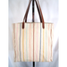 Madewell Bags | Madewell Large Ivory Striped Canvas & Leather Shoulder Transport Tote Handbag | Color: Cream | Size: Os