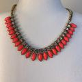 J. Crew Jewelry | J Crew Gold Statement Necklace With Coral/Pink And Crystal Diamond | Color: Gold/Pink | Size: Os