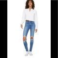 Levi's Jeans | Levi’s Aritzia 721 High Rise Stretch Distressed Skinny Jeans 27 Raw Ham Cropped | Color: Blue | Size: 27