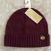 Michael Kors Accessories | Brand New Michael Kors Ribbed Knit Burgundy W/ Gold Tone Logo Beanie Winter Hat | Color: Gold | Size: Os