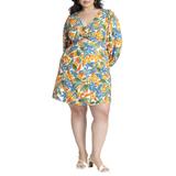 Plus Size Women's Linen Hardware Detail Mini Dress by ELOQUII in Multi (Size 20)