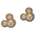 Disney Jewelry | Disney Mickey Mouse Earrings Studs Mickey Mouse Icon Pearls Rhinestones Like New | Color: Cream/Gold | Size: Os