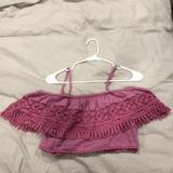 American Eagle Outfitters Tops | American Eagle Off The Shoulder Crop Top | Color: Pink | Size: S