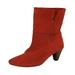 Free People Shoes | Free People Adella Booties 41 11 Red Suede Leather Almond Toe Fold Down Heeled | Color: Red | Size: 11