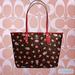 Coach Bags | Coach Signature Rose Motif Pvc Coated Canvas Leather Handles Floral Tote Bag | Color: Brown/Red/Silver | Size: Os