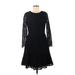J.Crew Casual Dress - A-Line High Neck 3/4 sleeves: Black Solid Dresses - New - Women's Size 6