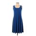 Ellen Parker Casual Dress - A-Line: Blue Solid Dresses - Women's Size Small