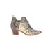 Dolce Vita Ankle Boots: Slip-on Chunky Heel Boho Chic Gold Snake Print Shoes - Women's Size 7 1/2 - Almond Toe