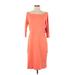 Boston Proper Cocktail Dress - Sheath Boatneck 3/4 sleeves: Orange Print Dresses - New - Women's Size Medium