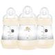MAM Easy Start Anti-Colic Bottle, 5 oz (3-Count), Newborn Essentials, Slow Flow Bottles with Silicone Nipple, Unisex Baby Bottles, White