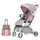 SONARIN White Frame Lightweight Stroller,Compact Travel Buggy,Stylish Pushchair,One Hand Foldable,Five-Point Harness,Great for Airplane, Upgraded Wheels,with Accessories(Light Pink)