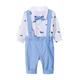 Toddler Boys Shirt+Bib Pants Gentleman Baby Bowtie Long Sleeve Print Tops Trousers White&Blue 12-24 Months/90