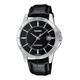 Casio MTP-V004L-1A Men's Stainless Steel Leather Band Black Dial Date Watch
