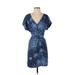 Desmond & Dempsey x H&M Casual Dress: Blue Tropical Dresses - Women's Size Small