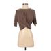 MIOU MUSE Short Sleeve Top Brown Cowl Neck Tops - Women's Size Small