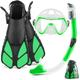 Mask Fin Snorkel Set, Travel Size Snorkeling Gear for Adults with Panoramic View Anti-Fog Mask, Trek Fins, Dry Top Snorkel and Gear Bag for Swimming Training, Snorkeling Kit Diving Packages ( Color :