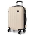 Kono Medium 24” Suitcase Light Weight ABS Hard Shell Travel Trolley Case 4 Spinner Wheels Classical Luggage (24", Beige)