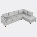 Gray Sectional - Farm on table Sofa, L-Shape Couch w/ Chaise Lounge, Sectional Sofa w/ one Lumbar Pad Linen | 34.45 H x 97.24 W x 64.76 D in | Wayfair