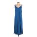 Old Navy Casual Dress - A-Line V-Neck Sleeveless: Blue Solid Dresses - Women's Size Small