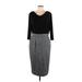 Tahari by ASL Casual Dress - Sheath Cowl Neck 3/4 sleeves: Gray Marled Dresses - Women's Size 12
