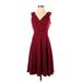 Grace Karin Casual Dress - Party V-Neck Sleeveless: Burgundy Solid Dresses - New - Women's Size Small