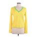 Tommy Hilfiger Pullover Sweater: Yellow Solid Tops - Women's Size Large