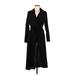 Shein Casual Dress - Wrap V Neck 3/4 sleeves: Black Print Dresses - Women's Size Medium