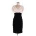 Melrose Cocktail Dress - Sheath V Neck Short sleeves: Black Color Block Dresses - Women's Size 4