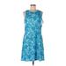 Reel Legends Casual Dress: Blue Tropical Dresses - Women's Size Large