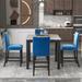 5-Piece Counter Height Dining Table Set with One Faux Marble Dining Table and Four Upholstered-Seat Chairs