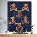 Designart 'Happy Holidays Christmas Bears' Print on Natural Pine Wood - Red