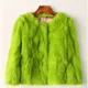 Woman Genuine Real Natural Rabbit Fur Coat Femlae Fashion Jacket with Sleeve Ladies O-neck Loose