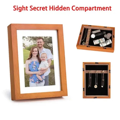Cadre photo GNE avec compartiment secret boîte de rangement vue secrète argent bijoux clé pour