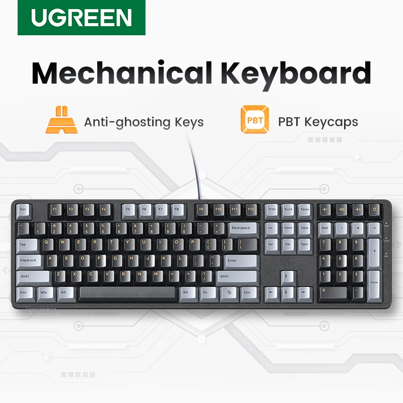 Tastiera meccanica UGREEN 108 tasti PBT tastiera cablata interruttore rosso russo/coreano/EN per Laptop Desktop Windows Mac OS Gaming
