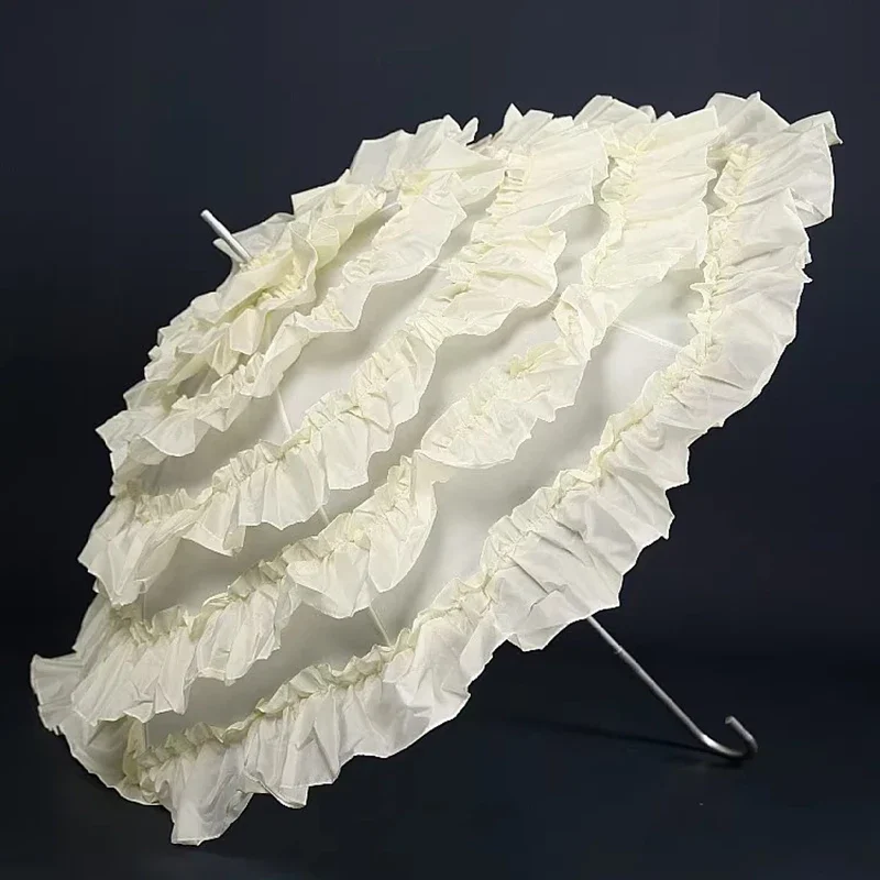 Nordic Sonnenschirm Weiß Damen Lange Kopf Regenschirm Hochzeit Mädchen Metall Luxus Sonnenschirm für Frauen Guarda Chuva Geschenk Ideen SY338 Image