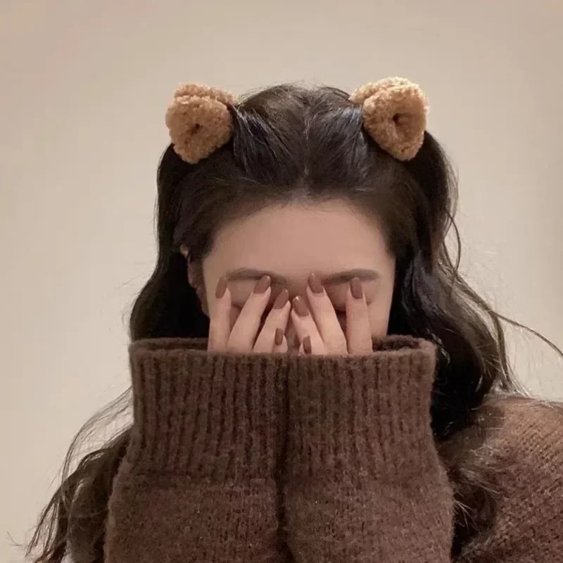 Plüsch Katzenohren Pony Haarklammer Frauen Seitenclip Gebrochenes Haar Kleine Halteklammer Süße süße Prinzessin Kopf Hai Clip Haarnadel Kopfbedeckung Image