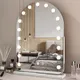 Arched Makeup Mirrors Cosmetics Beauty Mirror with Lights Touch Screen Dimming Tabletop Plug in 360