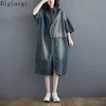 Robe en denim patchwork vintage pour femmes chemises en pâte grillagée chemise cardigan en coton