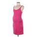 Old Navy - Maternity Casual Dress - Bodycon Scoop Neck Sleeveless: Pink Houndstooth Dresses - Women's Size Medium