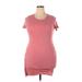 Pink Lily Casual Dress - Bodycon Crew Neck Short sleeves: Pink Dresses - Women's Size 2X