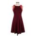 Jessica Simpson Casual Dress - A-Line Crew Neck Sleeveless: Burgundy Print Dresses - Women's Size 2