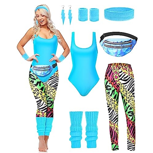 Retro Vintage Knallpink Outfits Kostüm Damen Karnevalskostüm Halloween Karneval Maskerade Party / Abend Junggesellinnenabschiedsparty Pride Parade Erwachsene Trikot / Einteiler Hose Beinwärmer Image