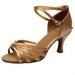 Miayilima Brown 39 High Heels for Women Girl Latin Dance Shoes Med Heels Satin Shoes Party Tango Salsa Dance Shoes